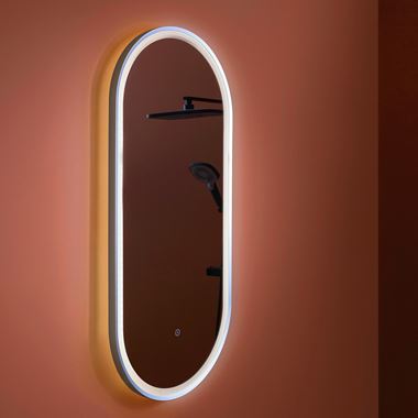 Just Taps LED Illuminated Oval Bathroom Mirror with Heated Demister Pad & Colour Change Lights - 1000 x 450mm