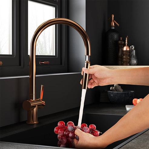 Just Taps VOS Pull Out Single Lever Mono Kitchen Mixer - Rose Gold