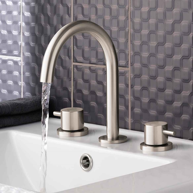 Inox Brushed Stainless Steel 3 Hole Deck Mounted Basin Mixer