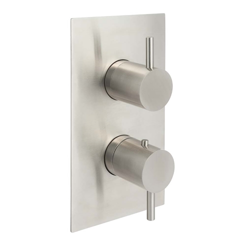 Inox Brushed Stainless Steel 2 Outlet Concealed Thermostatic Shower Valve