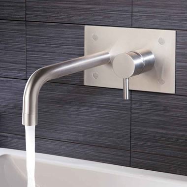 Just Taps Inox Wall Mounted Single Lever Basin Mixer with Backplate 