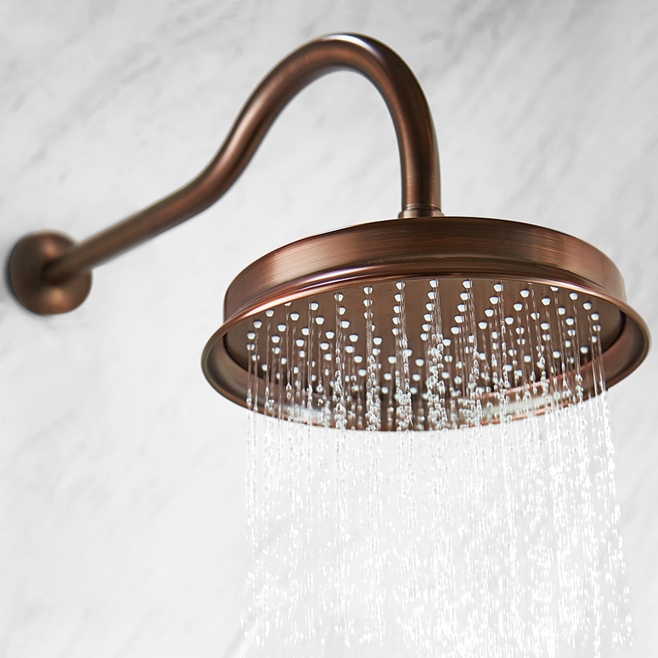 Flova Liberty Concealed Manual Mixer Valve with Overhead Shower & Slide Rail Kit - Oil Rubbed Bronze