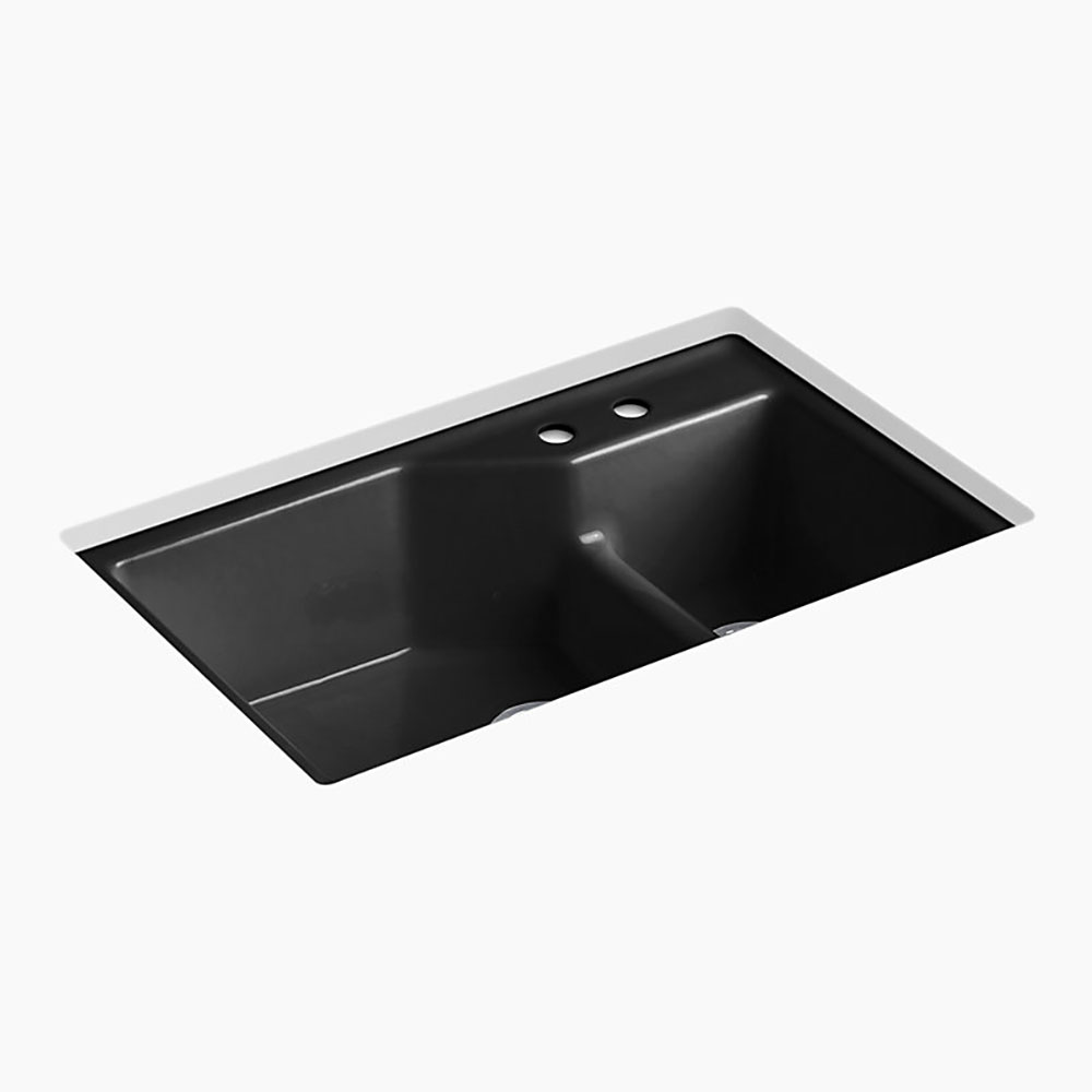Kohler Indio Undermount Cast Iron Sink with Smart Divide, 2 Tap Holes