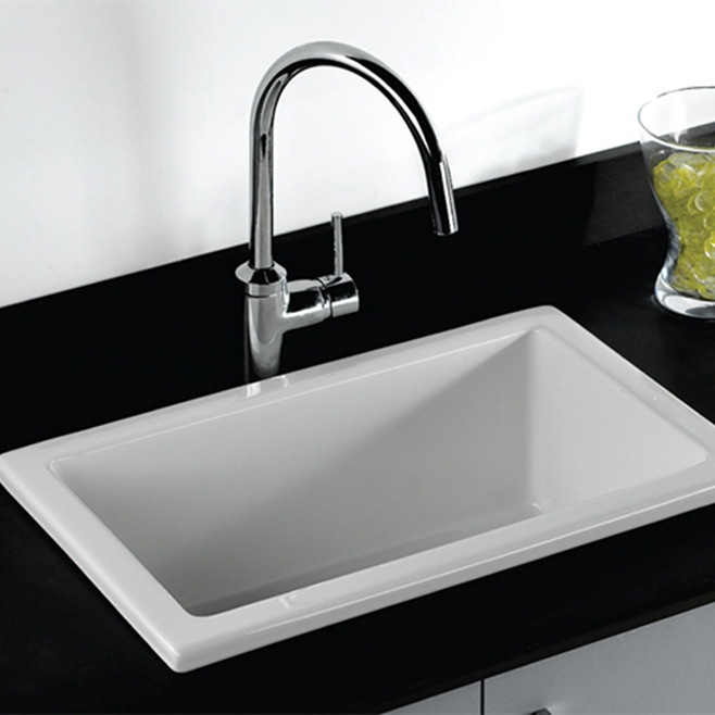 Butler & Rose Laboratory White Ceramic Single Bowl Kitchen Sink - 585mm x 380mm