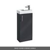 Drench Maisie Compact 400mm Mini Cloakroom Floorstanding Vanity Unit with Black Handle & Basin - Anthracite