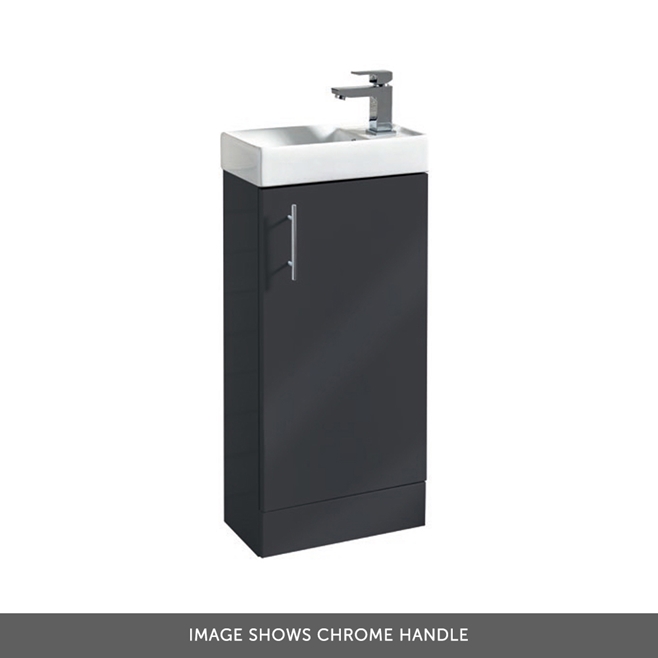 Maisie Compact 400mm Mini Cloakroom Floorstanding Vanity Unit with Black Handle & Basin - Anthracite