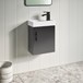 Drench Maisie Compact 400mm Mini Cloakroom Wall Hung Vanity Unit with Black Handle & Basin - Anthracite