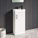 Drench Maisie Compact 400mm Mini Cloakroom Floorstanding Vanity Unit with Black Handle & Basin - Gloss White