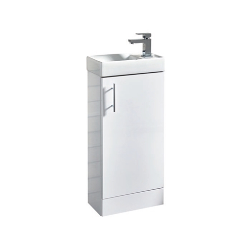 Maisie Compact 400mm Mini Cloakroom Vanity Unit and Basin - Gloss White