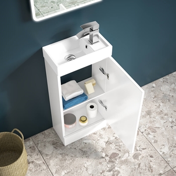 Maisie Compact 400mm Mini Cloakroom Vanity Unit and Basin - Gloss White