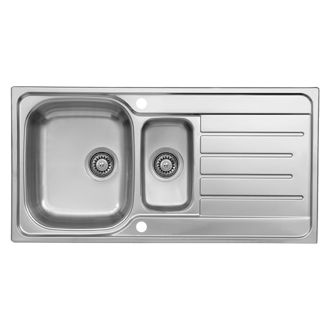 Reginox Le Mans 1.5 Bowl Polished Stainless Steel Sink & Waste Kit with Reversible Drainer - 980 x 500mm