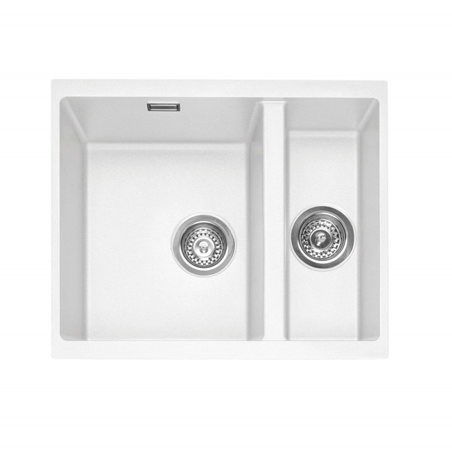 Caple Leesti 1.5 Bowl Chalk White Undermount Granite Composite Kitchen Sink & Waste Kit - 555 x 460mm