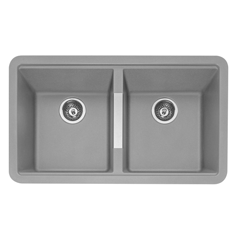 Caple Leesti 2 Bowl Pebble Grey Undermount Granite Composite Kitchen Sink & Waste Kit - 824 x 481mm