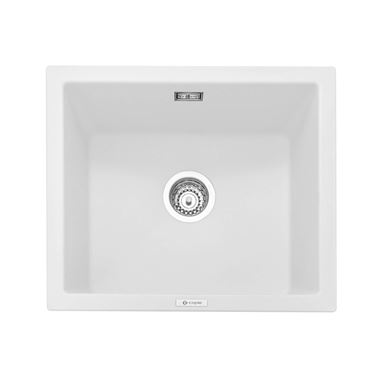 Caple Leesti 1 Bowl Chalk White Inset or Undermount Granite Composite Kitchen Sink & Waste Kit - 533 x 457mm