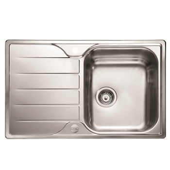 Leisure Albion 1 Bowl Stainless Steel Kitchen Sink with Reversible Drainer - 800 x 508mm