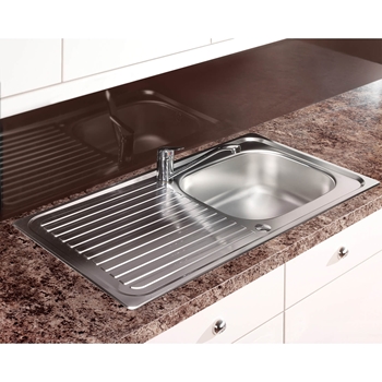 Leisure Linear 1 Bowl Stainless Steel Kitchen Sink & Waste Kit with Reversible Drainer - 950 x 508mm