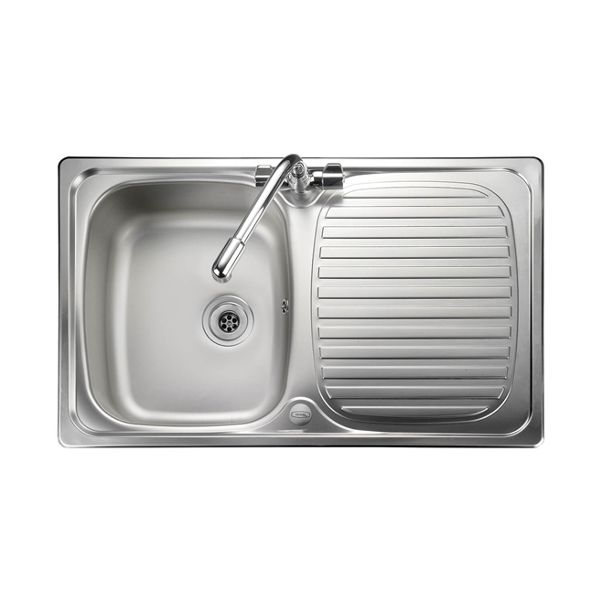 Leisure Linear Compact 1 Bowl Satin Stainless Steel Sink & Waste Kit with Reversible Drainer - 800 x 508mm