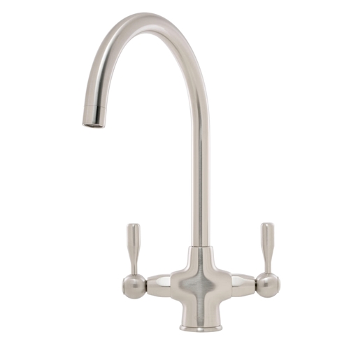 Caple Leval Traditional Twin Lever Mono Kitchen Mixer - Brushed Nickel