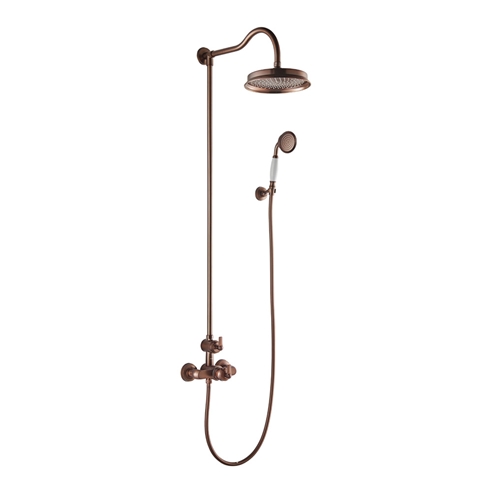 Flova Liberty Exposed Thermostatic Shower Column with Overhead Rainshower & Handset Kit - Oil Rubbed Bronze