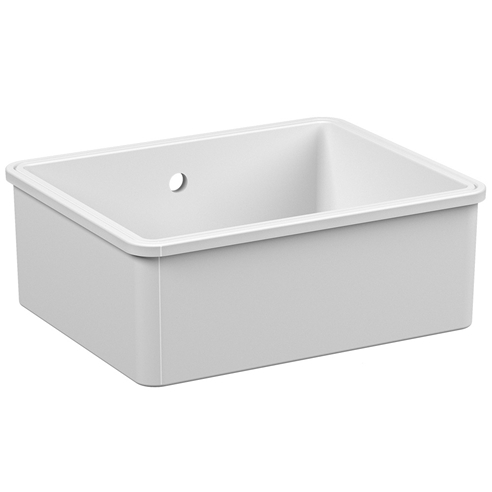 Reginox Mataro 1 Bowl Undermount White Glaze Ceramic Sink & Waste - 545 x 440mm