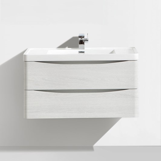 Harbour Clarity 900mm Wall Mounted Vanity Unit & Basin - White Ash