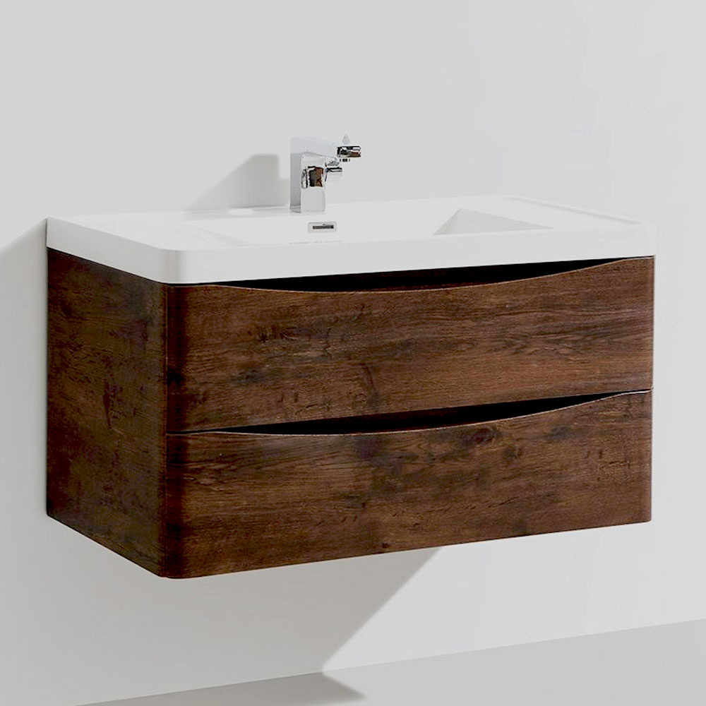 Harbour Clarity 900mm Wall Mounted Vanity Unit & Basin Chestnut Tap