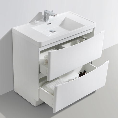 Harbour Clarity 900mm Floorstanding Vanity Unit & Basin - White Ash