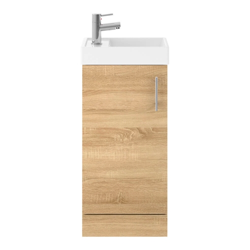 Minnie 400mm Floorstanding Cloakroom Vanity Unit & Basin - Natural Oak