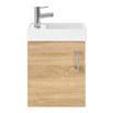Drench Minnie 400mm Wall Mounted Cloakroom Vanity Unit & Basin - Natural Oak