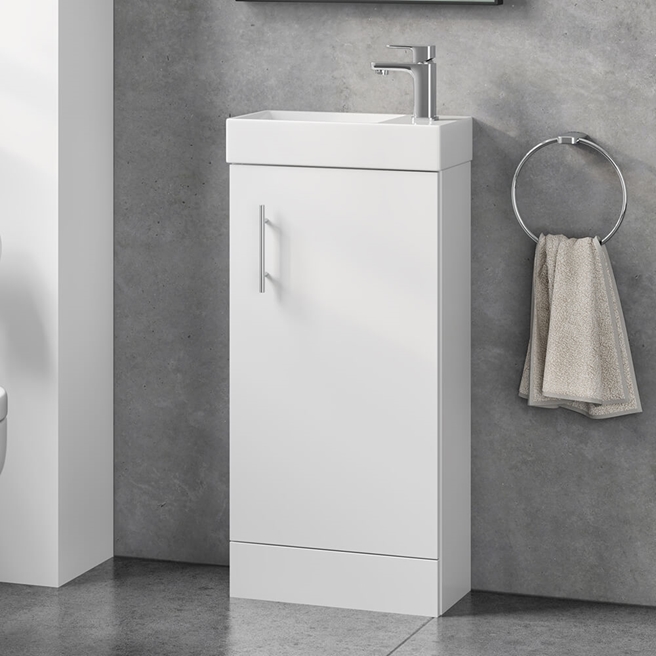 Minnie 400mm Floorstanding Cloakroom Vanity Unit & Basin - Gloss White