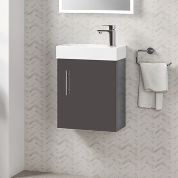 Minnie 400mm Wall Mounted Cloakroom Vanity Unit & Basin - Gloss Grey