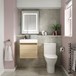 Drench Minnie 500mm Wall Mounted 1 Door Vanity Unit & Polymarble Basin - Natural Oak