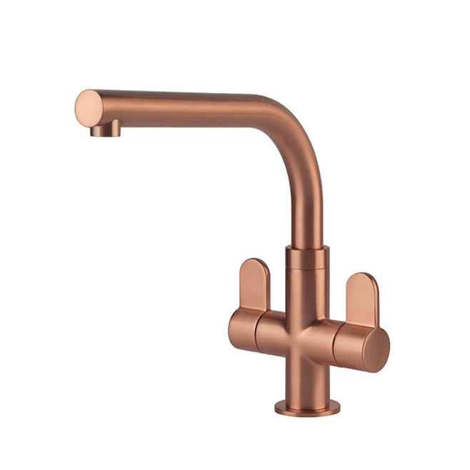 Clearwater Miram Twin Lever Mono Kitchen Mixer - Brushed Copper