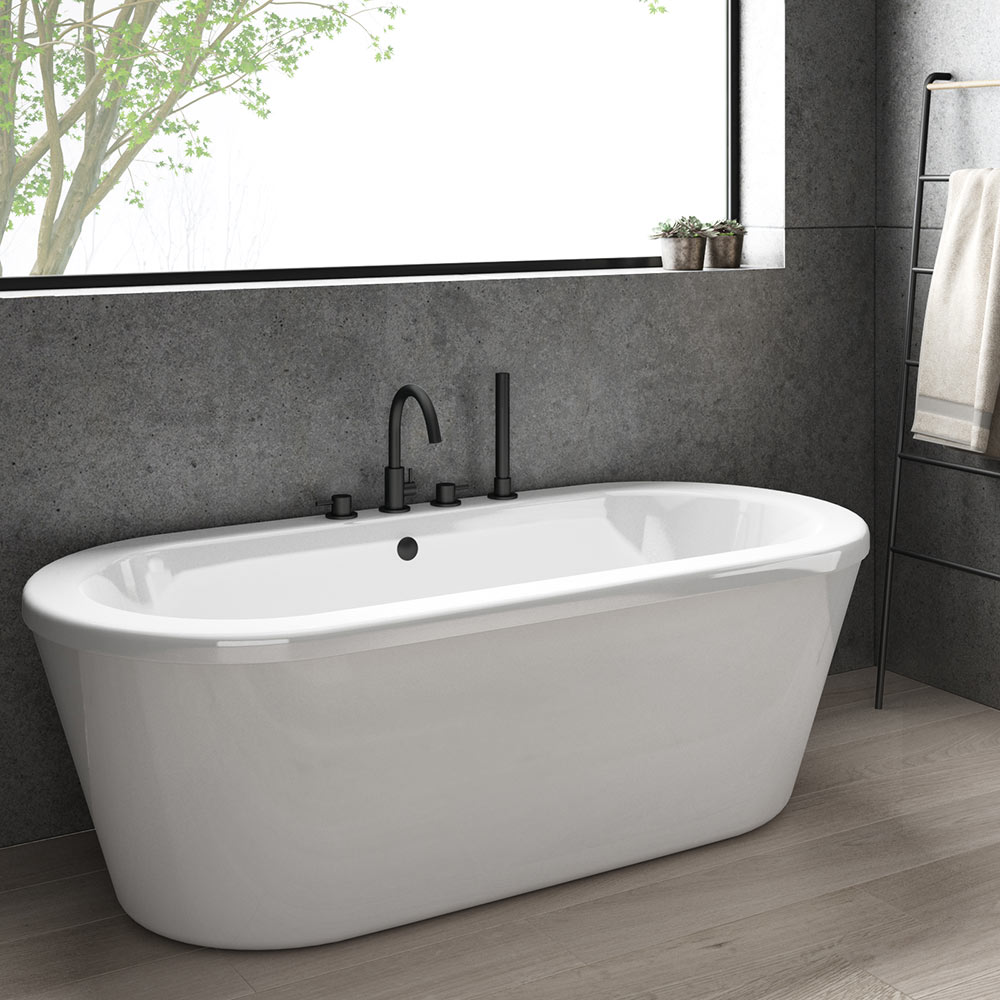 Vellamo Twist Matt Black 4 Hole Bath Shower Mixer Tap & Shower Kit