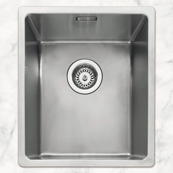 Caple Mode 1 Bowl Inset or Undermount Brushed Stainless Steel Sink & Waste Kit - 380 x 440mm