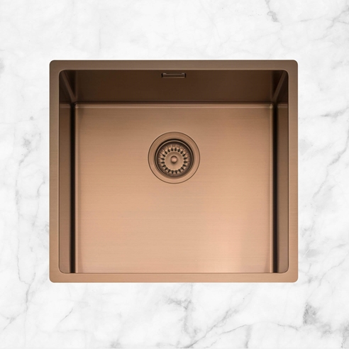 Caple Mode 1 Bowl Inset or Undermount Copper Brushed Stainless Steel Sink & Waste Kit - 490 x 440mm