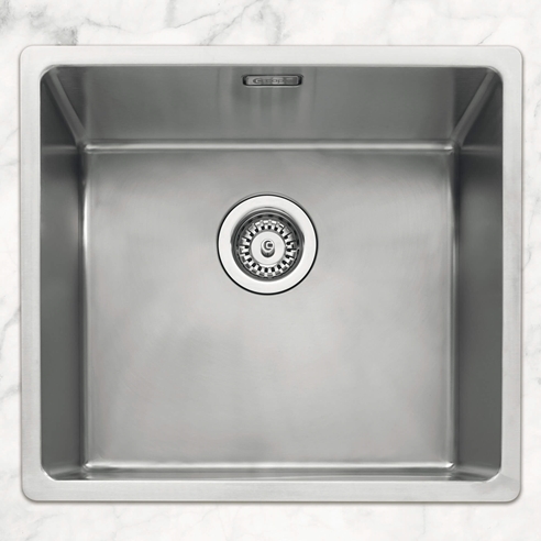 Caple Mode 1 Bowl Inset or Undermount Brushed Stainless Steel Sink & Waste Kit - 490 x 440mm