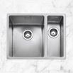 Caple Mode 1.5 Bowl Inset or Undermount Brushed Stainless Steel Sink & Waste Kit with Left Hand Small Bowl - 555 x 440mm