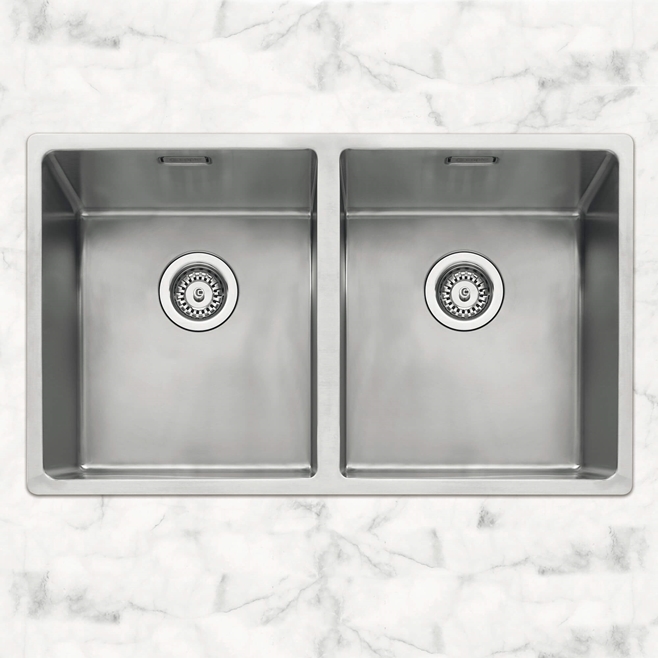 Caple Mode 2 Bowl Inset or Undermount Brushed Stainless Steel Sink & Waste Kit - 750 x 440mm