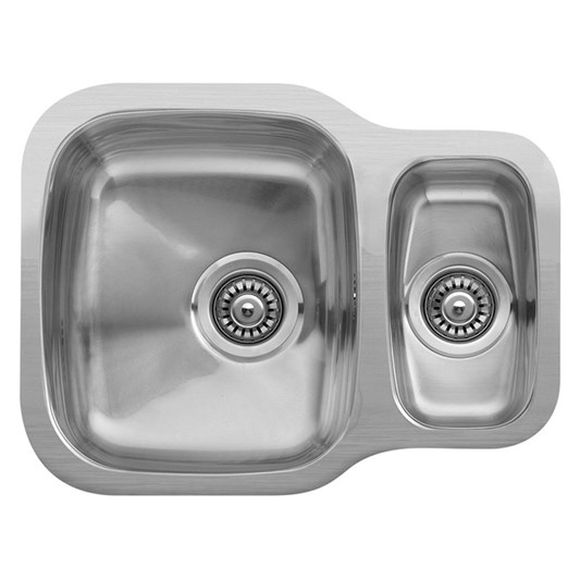 Reginox Nebraska Reversible 1.5 Bowl Stainless Steel Undermount Kitchen Sink & Waste - 535 x 400mm