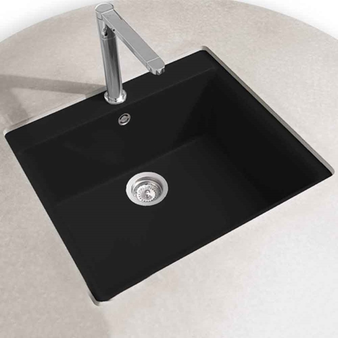 Schock Nemo Onyx Cristalite Granite Single Bowl Sink with Tap Wing & Waste Kit - 490 x 510mm