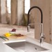 Newform Pura Single Lever Sink Mixer with Swivel Spout & Adjustable Spring - Brushed Steel
