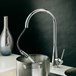 Newform Ycon Side Lever Mono Kitchen Mixer with Swivel Spout & Pull Out Rinse - Brushed Steel