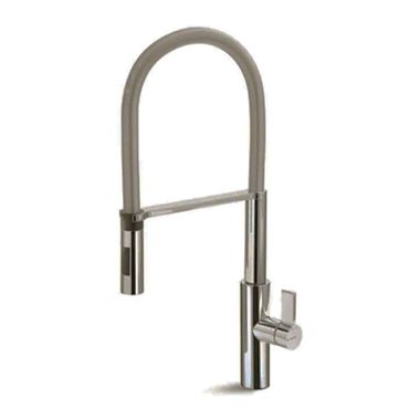 Newform Pura Single Lever Sink Mixer with Swivel Spout & Adjustable Spring - Brushed Steel