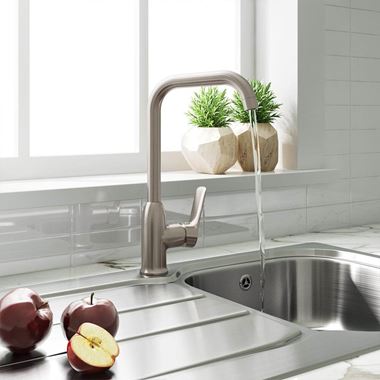 Harbour Single Lever Mono Kitchen Mixer - Brushed Stainless Steel