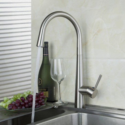 Harbour Stature Single Lever Mono Kitchen Mixer - Brushed Stainless Steel