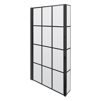 Drench L Shaped Shower Bath with Black Grid Shower Screen & Panel - 1700mm