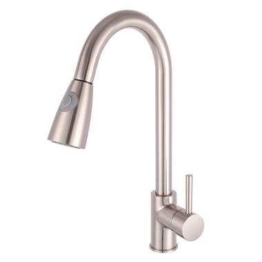 nuie Swan Neck Pullout Kitchen Spray Tap - Brushed Steel