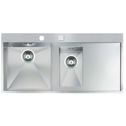 Reginox Ontario 1.5 Bowl Stainless Steel Kitchen Sink and Pop-Up Wastes with Right Hand Drainer - 1000 x 500mm