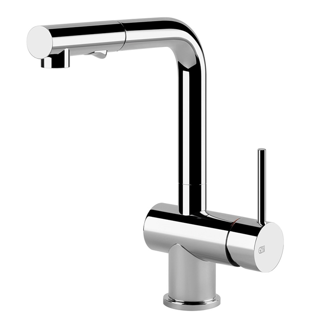 Gessi Oxygen Single Lever Monobloc Mixer with Swivel 'L' Spout & Pull-Out Rinse